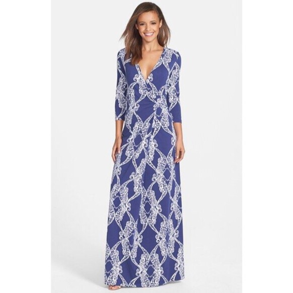 EUC L Lilly Pulitzer Faux Wrap Yvette Dress Maxi